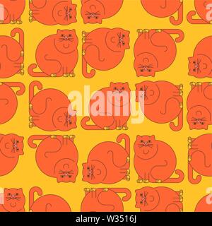 Fat cat pattern seamless. thick Pet background. vector illustration texture Stock Vector