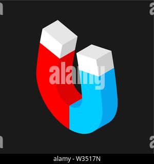 Magnet Isometric style isolated. loadstone vector illustration Stock Vector
