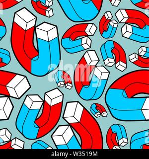 Magnet pattern seamless. loadstone background. vector texture Stock Vector
