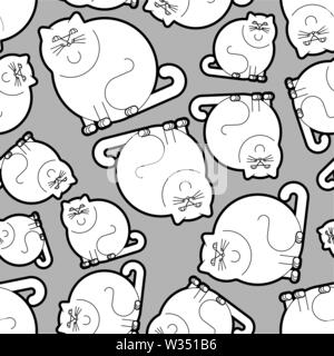 Fat cat pattern seamless. thick Pet background. vector illustration texture Stock Vector