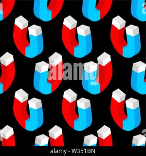 Magnet pattern seamless. loadstone background. vector texture Stock Vector