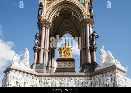 Prince Albert Memorial in London, England, with no people on a sunny day Stock Photo