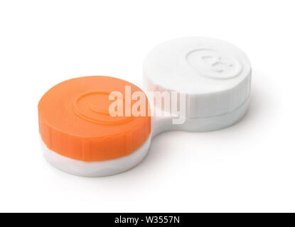Contact lens case isolated on white Stock Photo