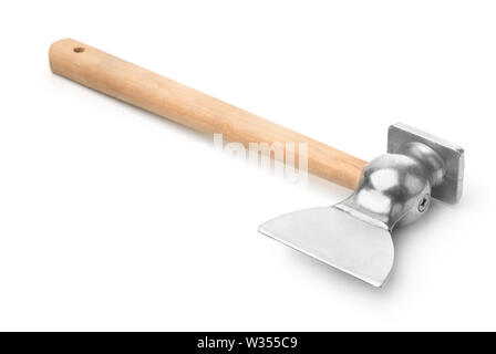 Combined kitchen hatchet  and meat tenderizer mallet isolated on white Stock Photo