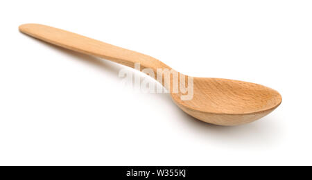 Empty wooden spoon isolated on white Stock Photo