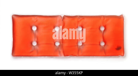 Top view of red self heating acetate pad isolated on white Stock Photo