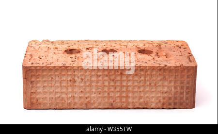 Front view of red ceramics  brick isolated on white Stock Photo