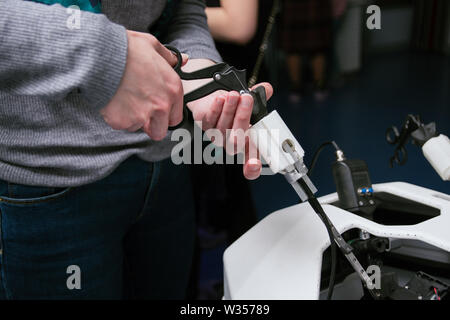 3d medical equipment. Training equipment for operations. a person is trained to do medical operations on the device. Stock Photo