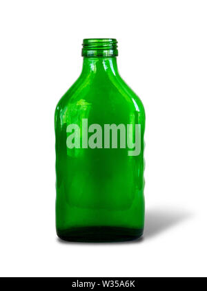 Green bottle of medicine isolated on white Stock Photo