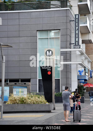 LOS ANGELES, CA/USA - March 6 2017: The Metro Station at Hollywood and Vine in Hollywood Stock Photo