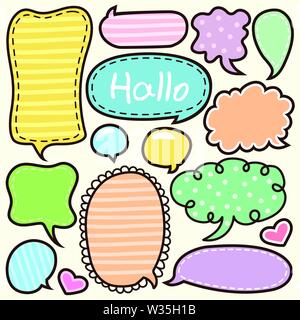 Cartoon words label cute doodle Stock Vector