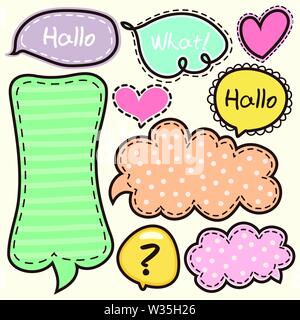 Cartoon words label cute doodle Stock Vector