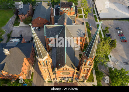 Detroit, Michigan - Ste. Anne de Detroit Catholic Church. Founded in 1701 by French colonists, the parish is now mostly Hispanic. It is the second old Stock Photo