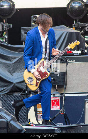 Milan Italy. 12 July 2019. The American band MINI MANSIONS performs live on stage at Stadio San Siro opening the show of Muse. Stock Photo