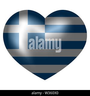 Flag of Greece in heart shape. 3d vector illustration. Stock Vector