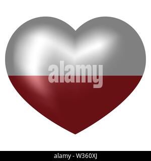 Flag of Poland in heart shape. 3d vector illustration. Stock Vector