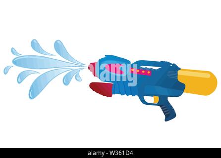 Shooting water gun on white background, vector illustration Stock Vector