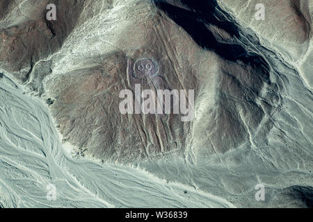 Astronaut (Alien) image at Nazca Lines in Peru Stock Photo