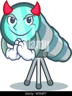 Devil miniature telescope above the character table Stock Vector