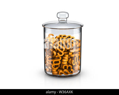 Glass jar with paragraph symbols copy on a white background. 3d illustration. Stock Photo