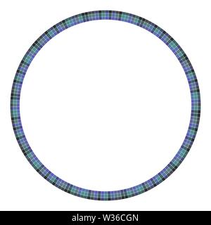 Round frame vector vintage pattern design template. Circle border designs plaid fabric texture. Scottish tartan background for collage art, gif card, Stock Vector