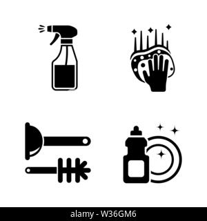 Clean Surface. Simple Related Vector Icons Set for Video, Mobile Apps, Web Sites, Print Projects and Your Design. Black Flat Illustration on White Bac Stock Vector