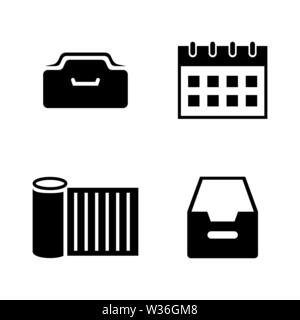 Documents. Simple Related Vector Icons Set for Video, Mobile Apps, Web Sites, Print Projects and Your Design. Black Flat Illustration on White Backgro Stock Vector
