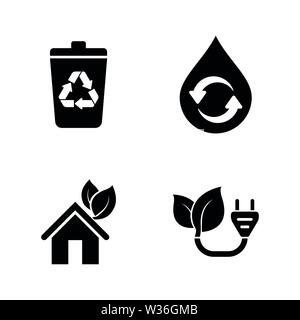 Ecology, ECO. Simple Related Vector Icons Set for Video, Mobile Apps, Web Sites, Print Projects and Your Design. Ecology, ECO icon Black Flat Illustra Stock Vector