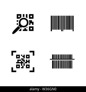 QR Code. Simple Related Vector Icons Set for Video, Mobile Apps, Web Sites, Print Projects and Your Design. Black Flat Illustration on White Backgroun Stock Vector