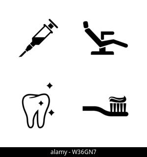 Dentist. Simple Related Vector Icons Set for Video, Mobile Apps, Web Sites, Print Projects and Your Design. Black Flat Illustration on White Backgroun Stock Vector
