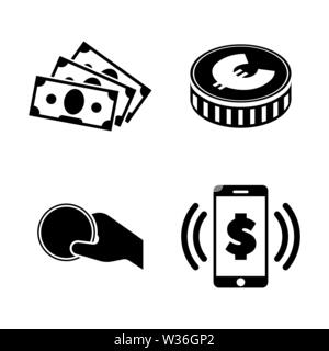 Money. Simple Related Vector Icons Set for Video, Mobile Apps, Web Sites, Print Projects and Your Design. Black Flat Illustration on White Background. Stock Vector