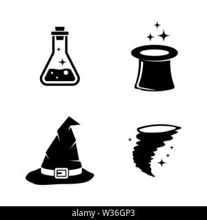 Magic. Simple Related Vector Icons Set for Video, Mobile Apps, Web Sites, Print Projects and Your Design. Black Flat Illustration on White Background. Stock Vector