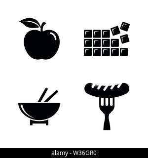 Food and Sweets. Simple Related Vector Icons Set for Video, Mobile Apps, Web Sites, Print Projects and Your Design. Food and Sweets icon Black Flat Il Stock Vector