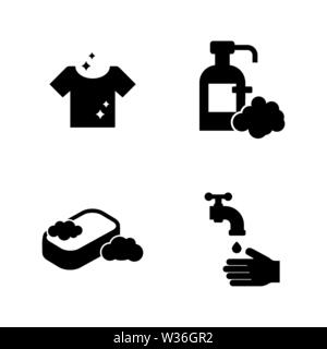 Hygiene. Simple Related Vector Icons Set for Video, Mobile Apps, Web Sites, Print Projects and Your Design. Black Flat Illustration on White Backgroun Stock Vector