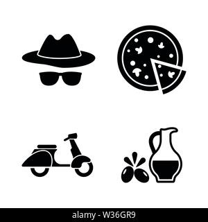 Italian Culture. Simple Related Vector Icons Set for Video, Mobile Apps, Web Sites, Print Projects and Your Design. Italian Culture icon Black Flat Il Stock Vector