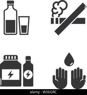 Bad Habits and Hygiene. Simple Related Vector Icons Set for Video