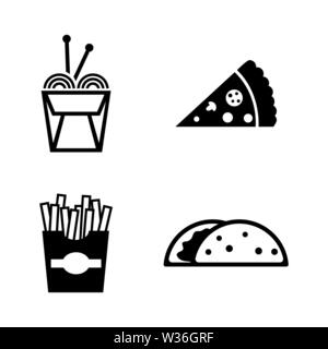 Junk Food. Simple Related Vector Icons Set for Video, Mobile Apps, Web Sites, Print Projects and Your Design. Black Flat Illustration on White Backgro Stock Vector