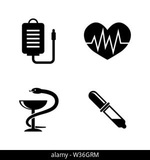 Healthcare. Simple Related Vector Icons Set for Video, Mobile Apps, Web Sites, Print Projects and Your Design. Black Flat Illustration on White Backgr Stock Vector