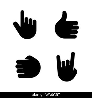Hands. Simple Related Vector Icons Set for Video, Mobile Apps, Web Sites, Print Projects and Your Design. Black Flat Illustration on White Background. Stock Vector