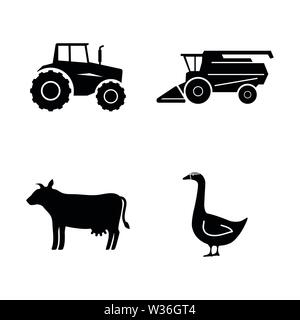 Farming. Simple Related Vector Icons Set for Video, Mobile Apps, Web Sites, Print Projects and Your Design. Farming icon Black Flat Illustration on Wh Stock Vector