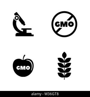 Gmo. Simple Related Vector Icons Set for Video, Mobile Apps, Web Sites, Print Projects and Your Design. Black Flat Illustration on White Background. Stock Vector