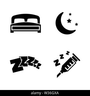 Sleeping. Simple Related Vector Icons Set for Video, Mobile Apps, Web Sites, Print Projects and Your Design. Sleeping icon Black Flat Illustration on Stock Vector