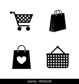 Shopping Bag. Simple Related Vector Icons Set for Video, Mobile Apps, Web Sites, Print Projects and Your Design. Shopping Bag icon Black Flat Illustra Stock Vector