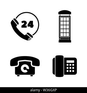 Different Phones. Simple Related Vector Icons Set for Video, Mobile Apps, Web Sites, Print Projects and Your Design. Different Phones icon Black Flat Stock Vector