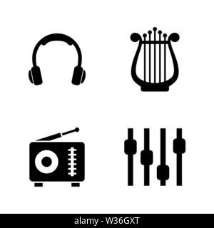 Sound, Music. Simple Related Vector Icons Set for Video, Mobile Apps, Web Sites, Print Projects and Your Design. Sound, Music icon Black Flat Illustra Stock Vector
