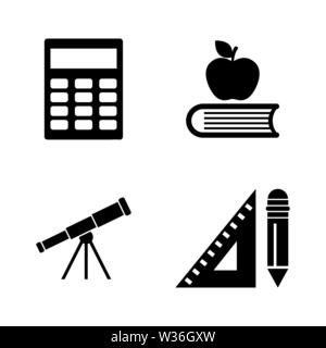 School Inventory. Simple Related Vector Icons Set for Video, Mobile Apps, Web Sites, Print Projects and Your Design. School Inventory icon Black Flat Stock Vector