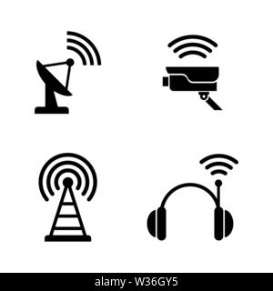 Radio Wireless Technology. Simple Related Vector Icons Set for Video, Mobile Apps, Web Sites, Print Projects and Your Design. Radio Wireless Technolog Stock Vector