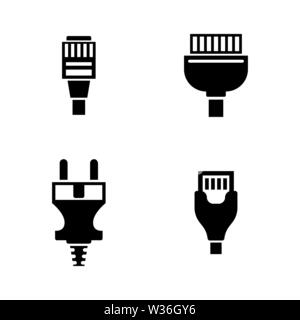 Cable Wire Computer Plug. Simple Related Vector Icons Set for Video, Mobile Apps, Web Sites, Print Projects and Your Design. Cable Wire Computer Plug Stock Vector