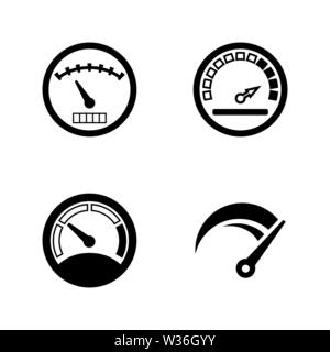 Speedometer, Gauges. Simple Related Vector Icons Set for Video, Mobile Apps, Web Sites, Print Projects and Your Design. Speedometer, Gauges icon Black Stock Vector