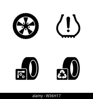 Tire Fitting, Wheels Disks. Simple Related Vector Icons Set for Video, Mobile Apps, Web Sites, Print Projects and Your Design. Tires, Wheels Disks ico Stock Vector